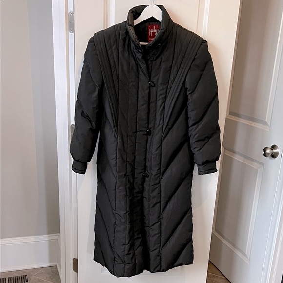 J. Gallery Vintage Black Long Quilted Puffer Coat w 80’s Detailing women Sz S - Picture 1 of 12
